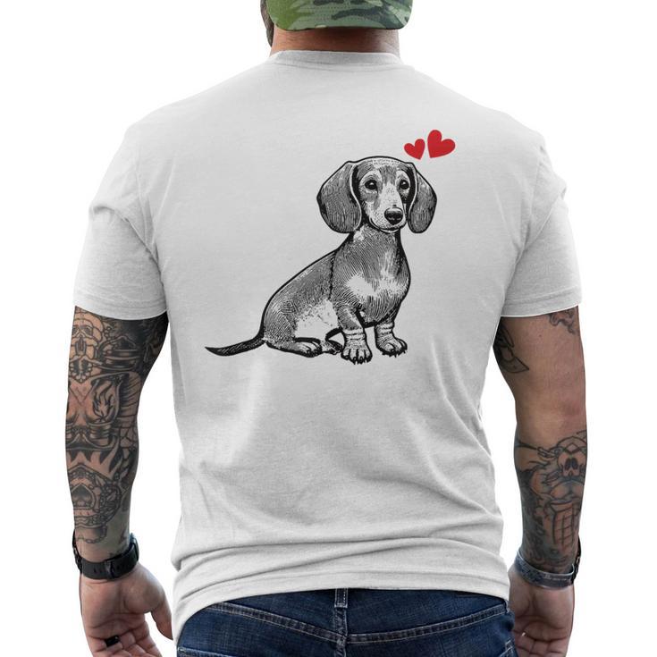 ダックスフンド かわいいダックスプリント 愛犬家グッズ Dachshund メンズTシャツ バックプリント