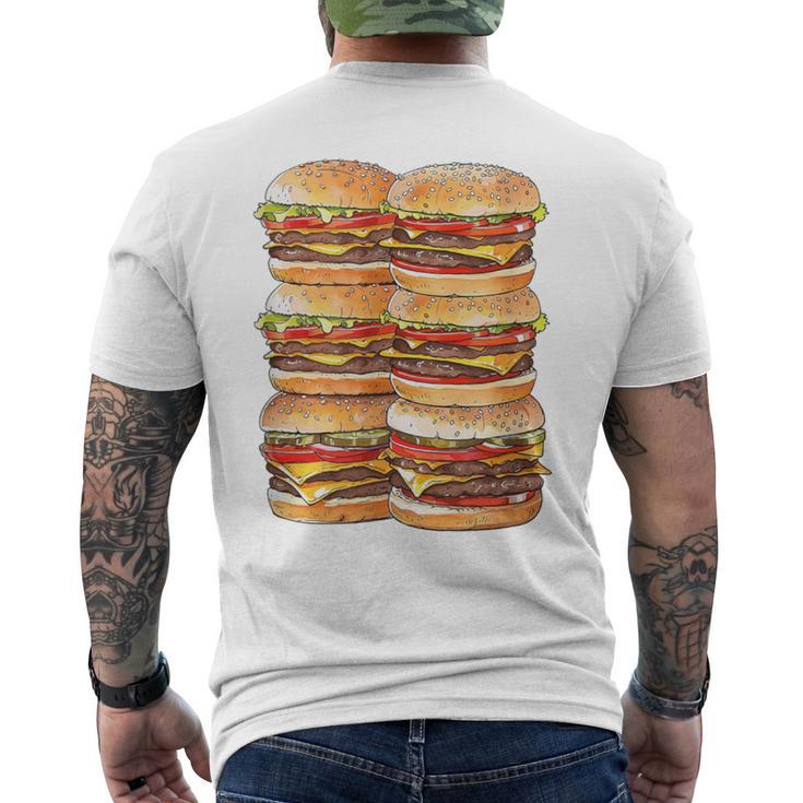 ハンバーガーデイパック ハンバーガー 6パック 腹筋 フェイク腹筋ジム メンズTシャツ バックプリント