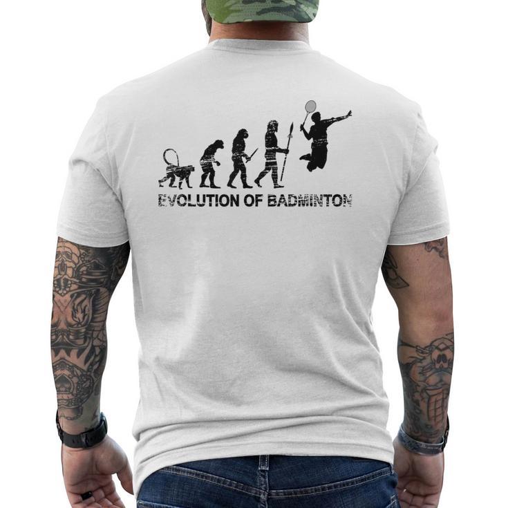 バドミントン選手の進化 メンズTシャツ バックプリント