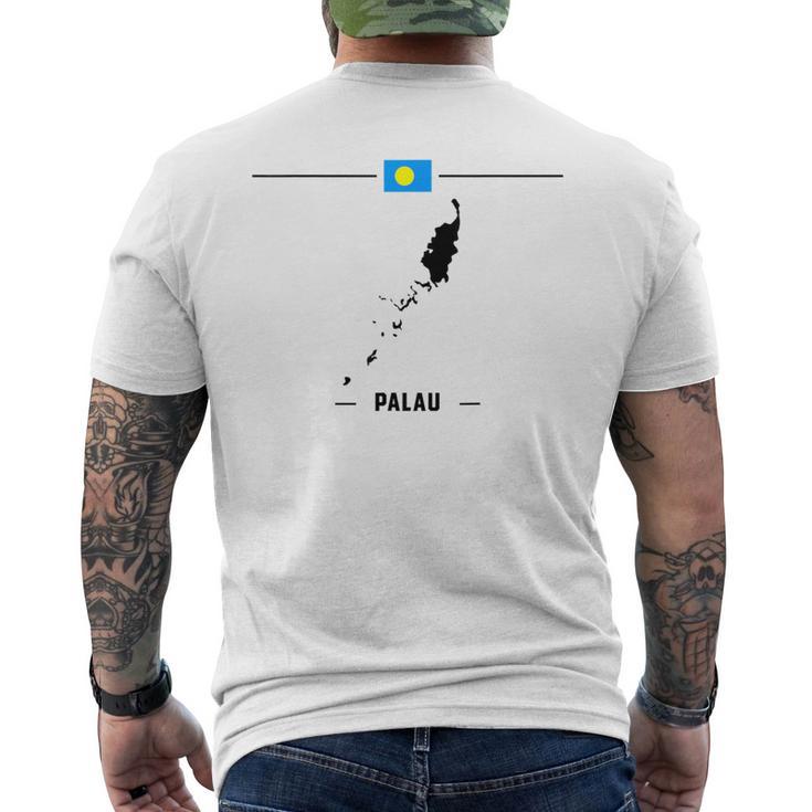 パラオ国旗、地図と国名 パラオ メンズTシャツ バックプリント