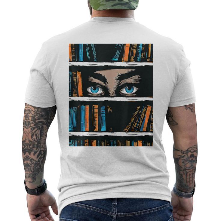 ブックガールアートアイズグラフィック メンズTシャツ バックプリント