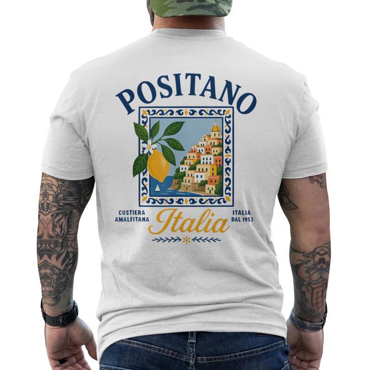 ポジターノ イタリア アマルフィ海岸 レトロ レモン 夏 バイブ グラフィック メンズTシャツ バックプリント