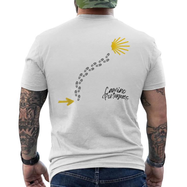 ポルトガルの道の痕跡、カミーノ・デ・サンティアゴ メンズTシャツ バックプリント