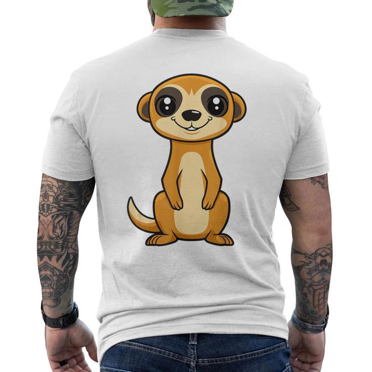 ミニマリストのミーアキャット 動物 シンプルでかわいいミーアキャット メンズTシャツ バックプリント