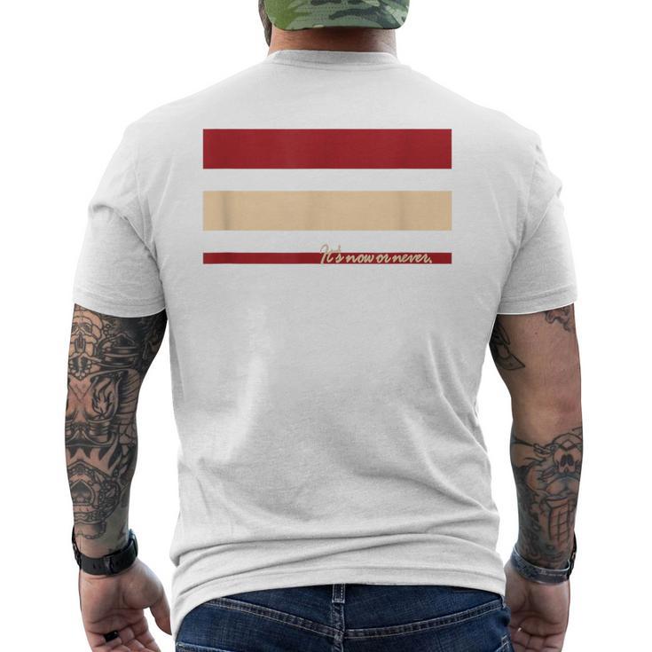 メッセージ付 やるなら今 三本線 メンズTシャツ バックプリント