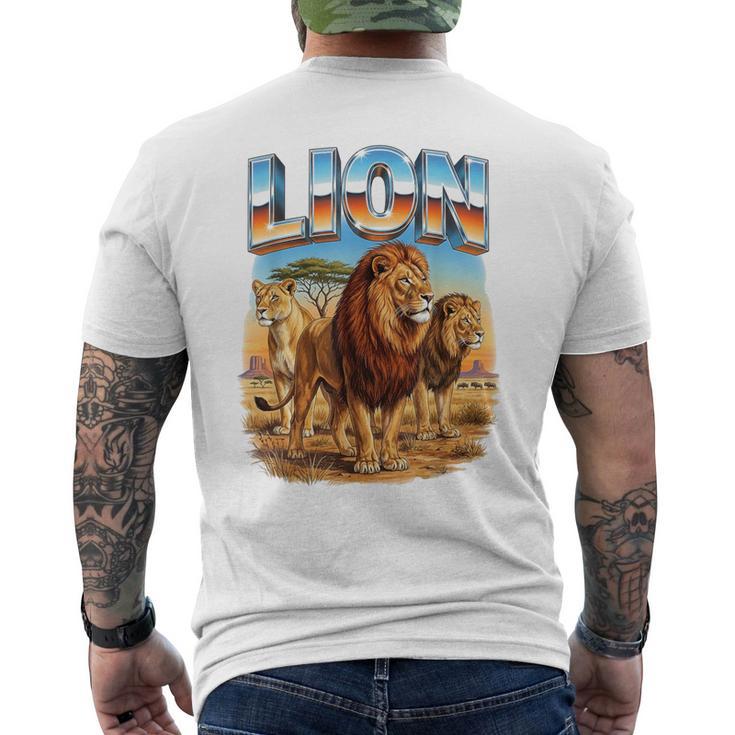 ライオン ヴィンテージ 70年代 90年代 レトロ ライオン アフリカ 動物好き メンズTシャツ バックプリント