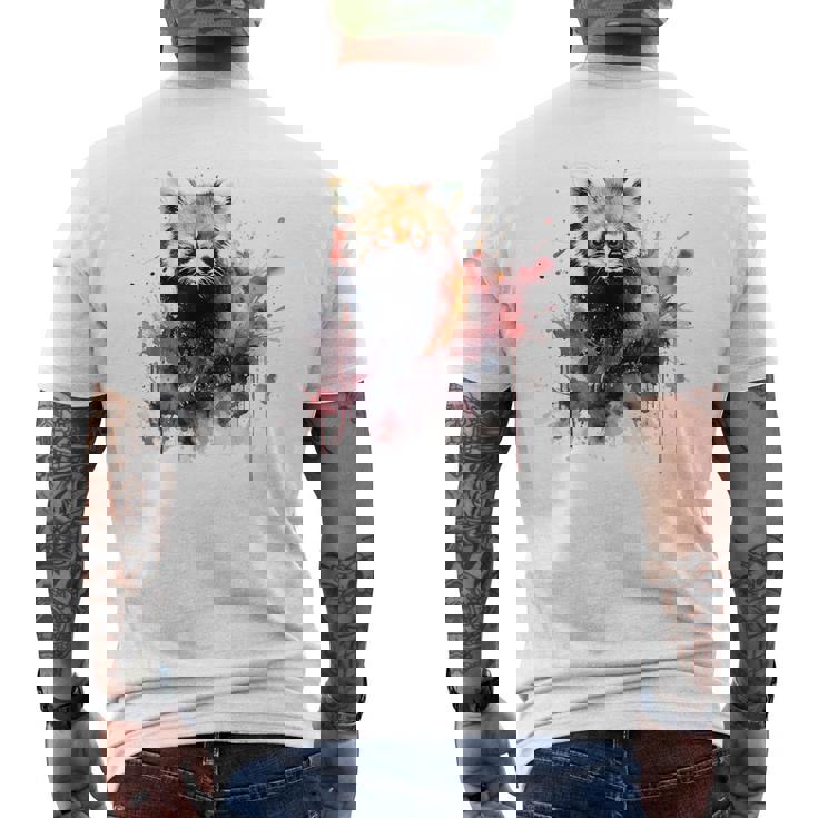 レッサーパンダ 恋人 アートワーク メンズTシャツ バックプリント