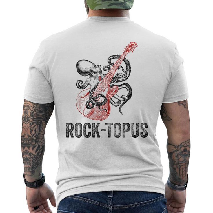 レトロ オクトパス クラーケン ギターを弾く Rock-Topus ギタリスト メンズTシャツ バックプリント