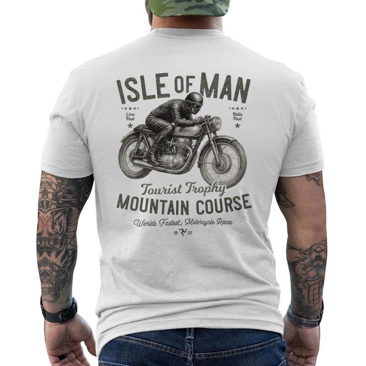レトロ マン島 Tt レース ヴィンテージ レーシング バイクレース メンズTシャツ バックプリント