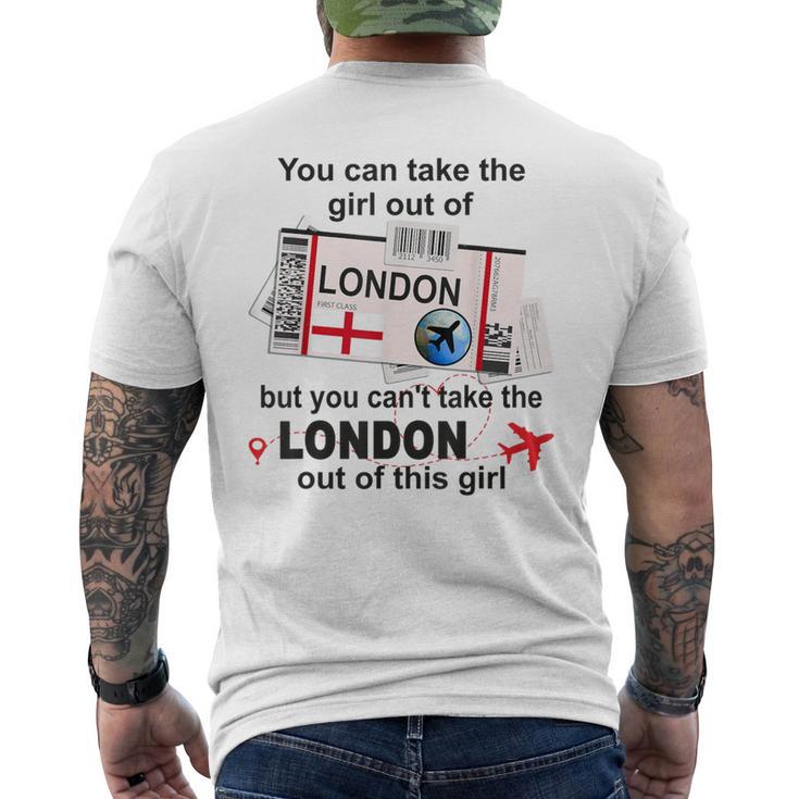 ロンドンガール ロンドン搭乗券 ロンドン メンズTシャツ バックプリント
