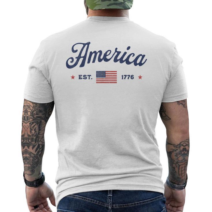ヴィンテージ アメリカ国旗 Usa 4Th Of July American Flag Patriotic メンズTシャツ バックプリント