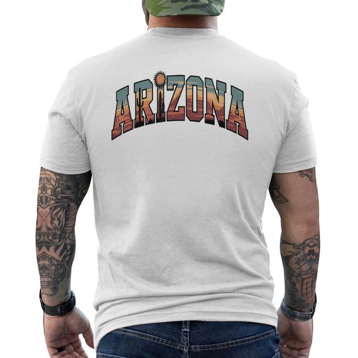 ヴィンテージアリゾナtシャツ レトロな砂漠のサグアロサボテン メンズTシャツ バックプリント