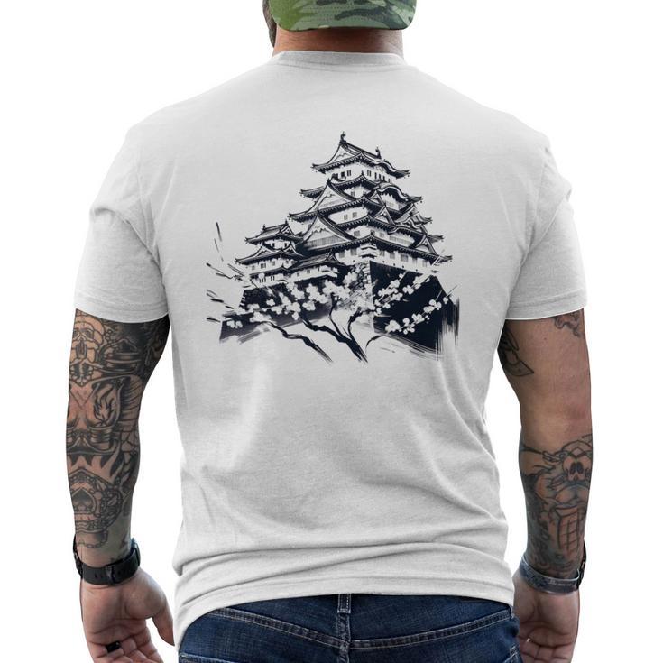 日本伝統風姫路城 メンズTシャツ バックプリント