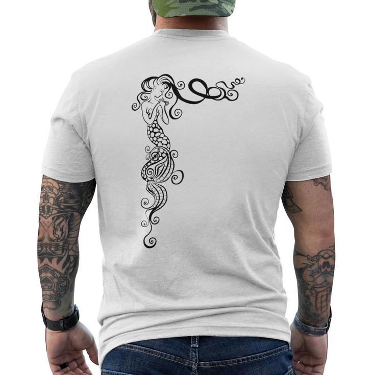 気まぐれな人魚 メンズTシャツ バックプリント