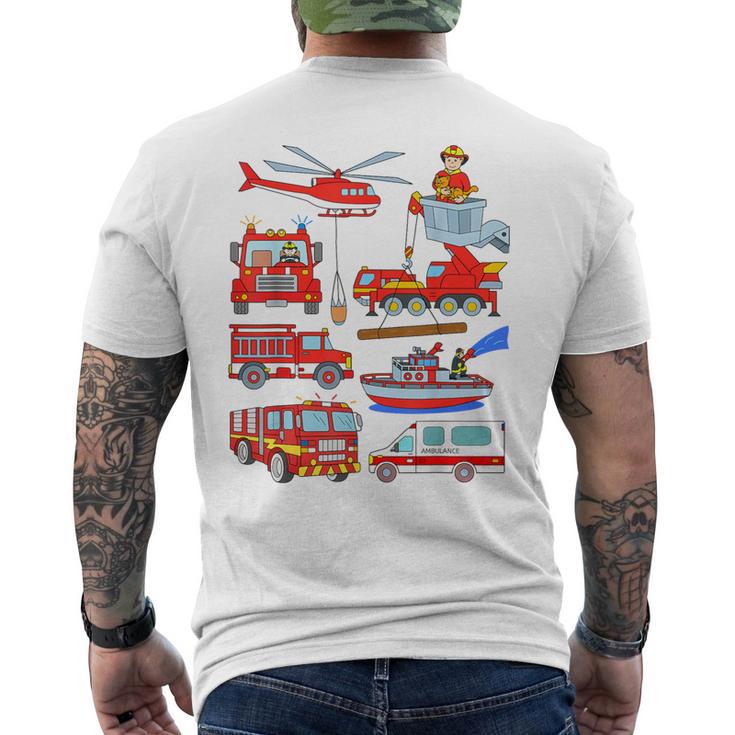消防車 消防士 消防士 消防車 消防車 男の子 メンズTシャツ バックプリント