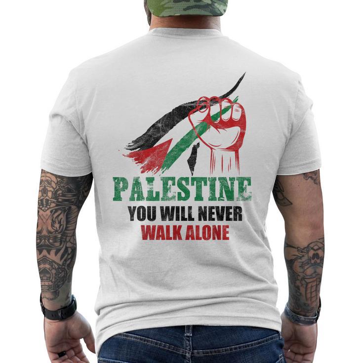 無料ガザパレスチナ国旗 アラビアギフト パレスチナ メンズTシャツ バックプリント
