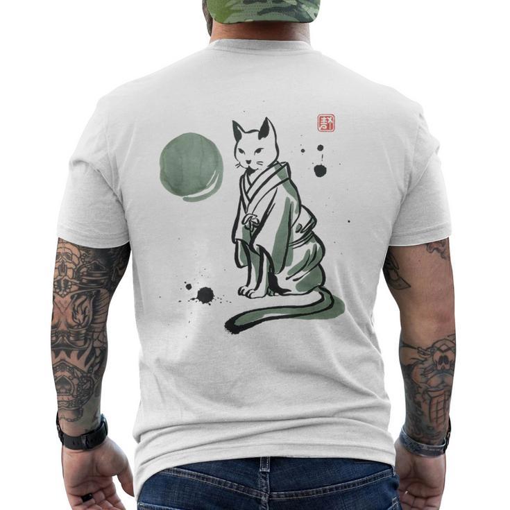猫 和 着物 日本 伝統 ママ パパ キッズ メンズTシャツ バックプリント