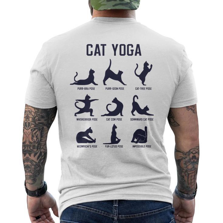 猫のヨガのポーズ メンズTシャツ バックプリント