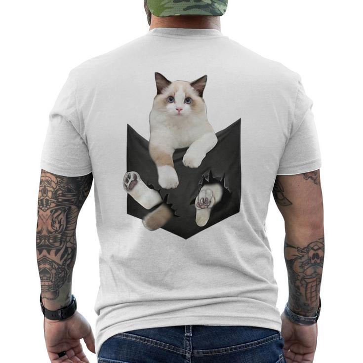 猫好き ラグドール 猫 ポケット入り メンズTシャツ バックプリント