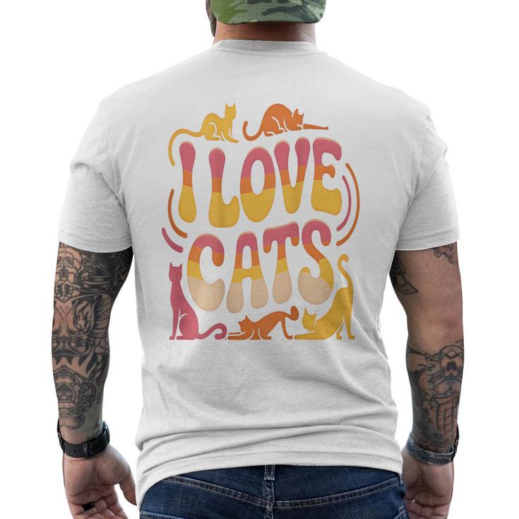 バックプリント 猫好き 引用 おもしろ猫 ミーム I Love Cats メンズTシャツ バックプリント