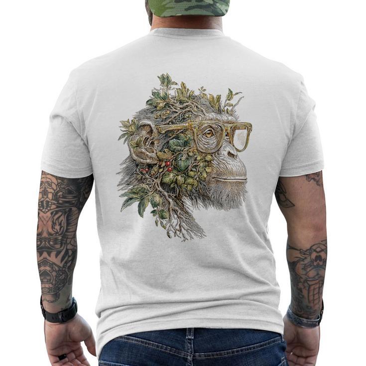 猿 野生動物 サファリ 動物愛好家 グラフィック イラスト メンズTシャツ バックプリント