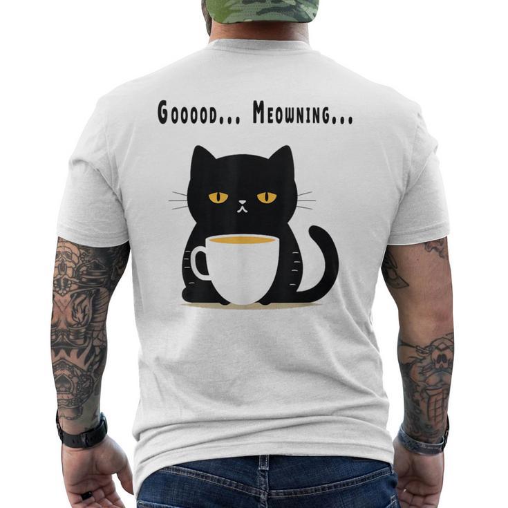疲れた黒猫 – 月曜日の気分そのまま メンズTシャツ バックプリント