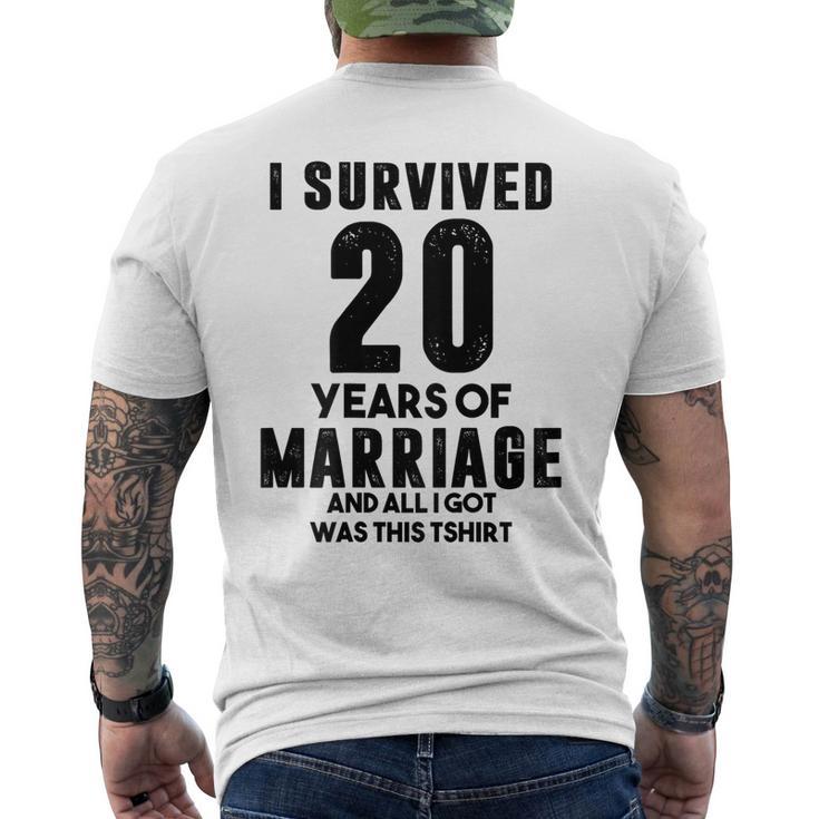 結婚20周年記念 カップル 妻 夫 裏面 メンズTシャツ バックプリント
