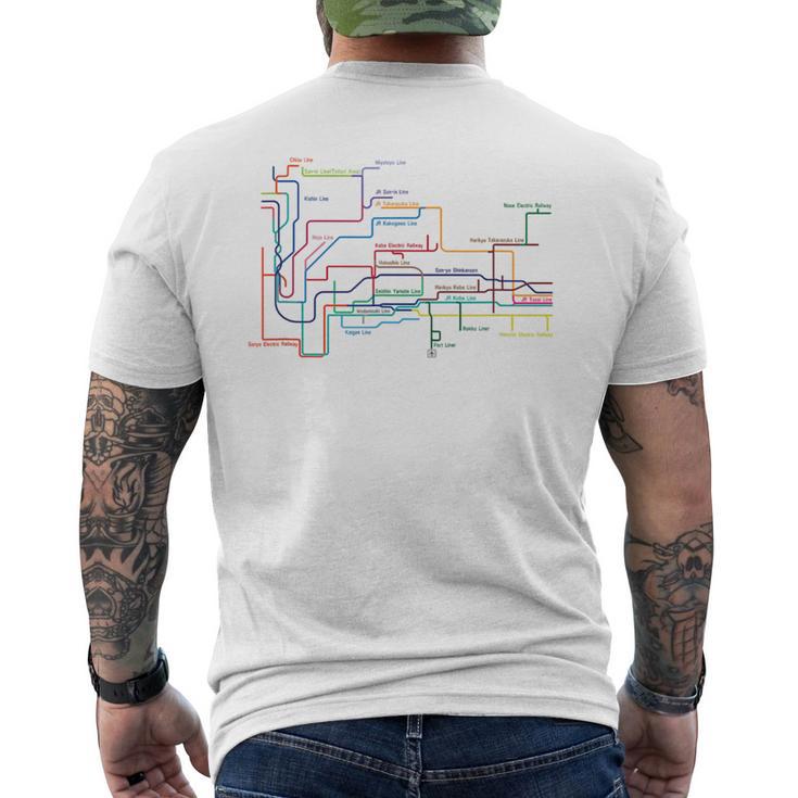 路線図 兵庫 神戸 地下鉄 電車 デザイン メンズTシャツ バックプリント