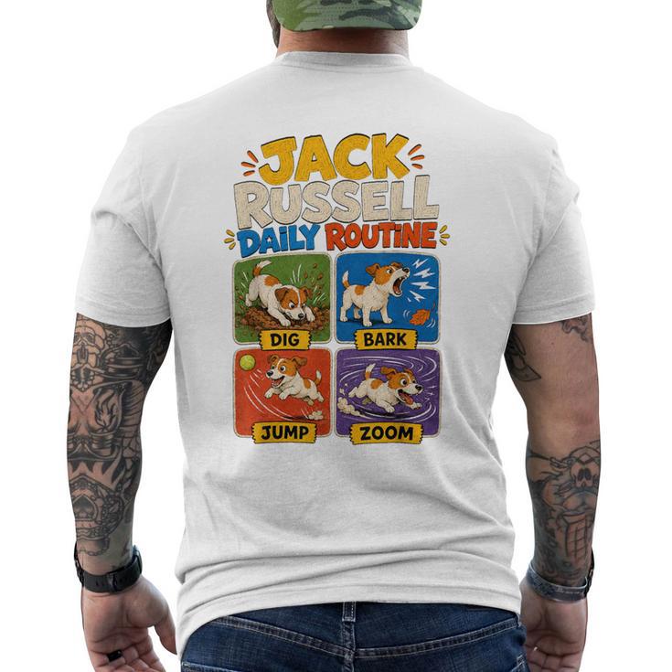面白いジャックラッセル犬の日常的な贈り物。 メンズTシャツ バックプリント