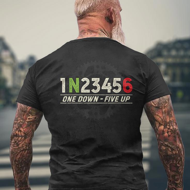 1N23456 オートバイギアシフトパターン バイカーモーターサイクリスト用 メンズTシャツ バックプリント 高齢者への贈り物