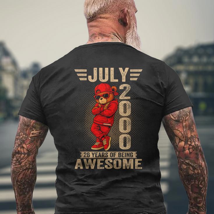 2000年7月26日誕生日メンズレディース素晴らしいテディベア。 メンズTシャツ バックプリント 高齢者への贈り物