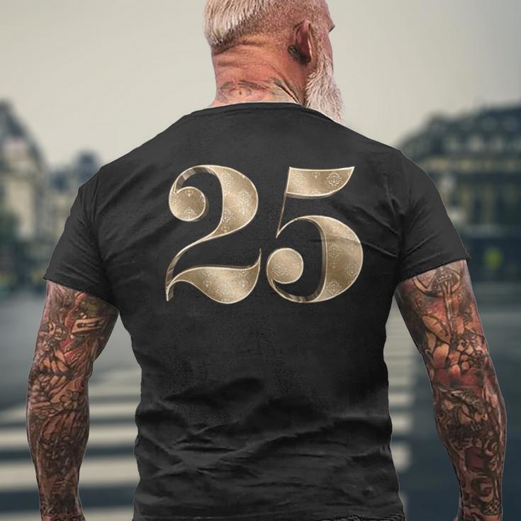 25 25 誕生日 お気に入り 数字 フルール・ド・リス メンズTシャツ バックプリント 高齢者への贈り物