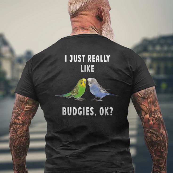2つのセキセイインコ、面白いことわざ、楽しい、セキセイインコ メンズTシャツ バックプリント 高齢者への贈り物