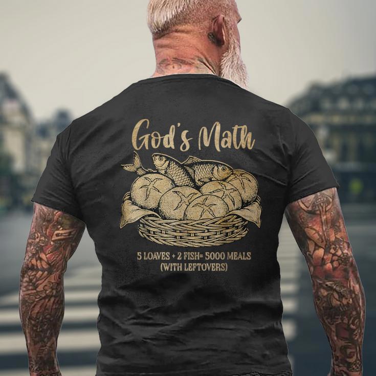 2匹の魚 5つのパン イエスは5000人を養う キリスト教聖書 ヴィンテージ メンズTシャツ バックプリント 高齢者への贈り物
