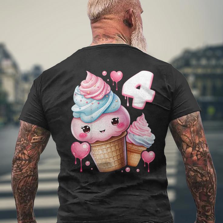 4歳のバースデーガール アイスクリーム 背番号4 メンズTシャツ バックプリント 高齢者への贈り物
