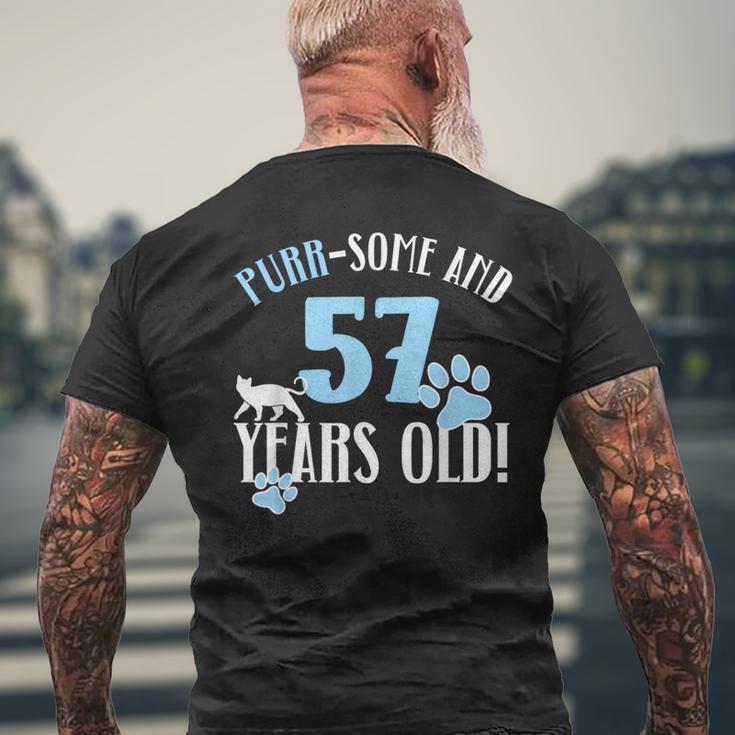 57歳の誕生日 57歳 猫 ママ 猫好き 誕生日 メンズTシャツ バックプリント 高齢者への贈り物
