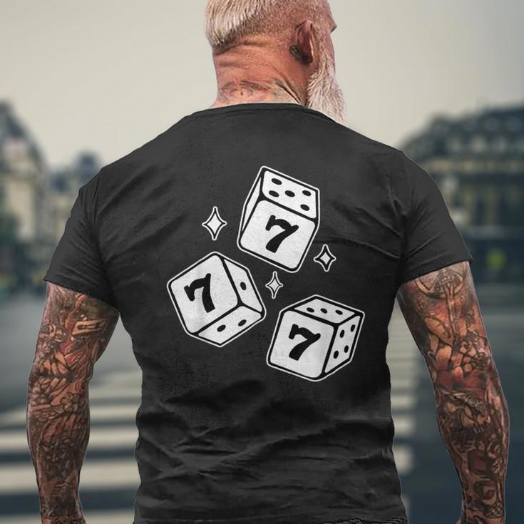 777 ラッキーダイス エンジェルナンバー ブラックワーク メンズTシャツ バックプリント 高齢者への贈り物