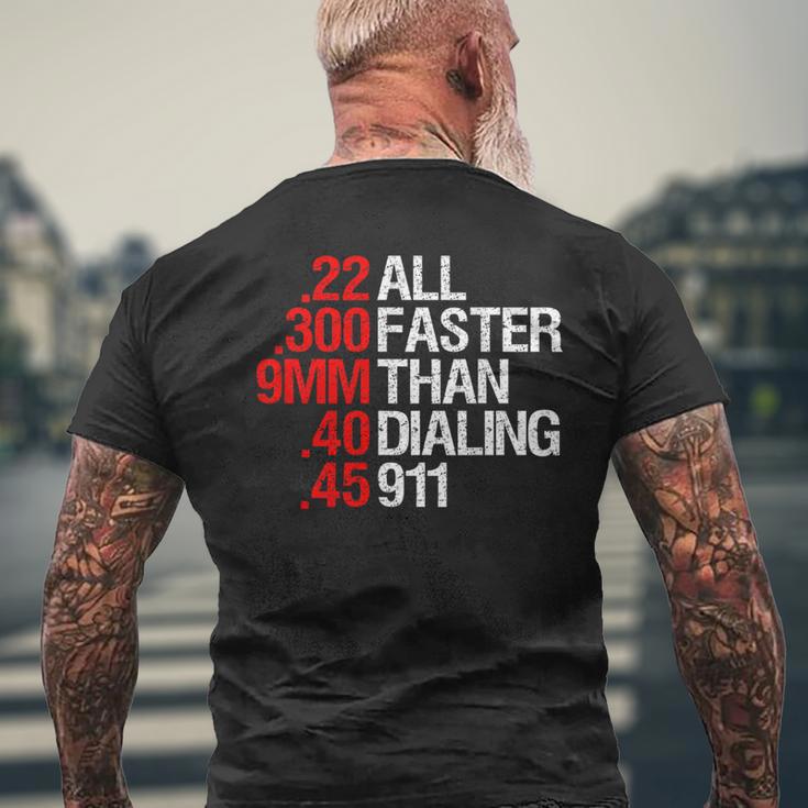 All Faster Than Dialing 911 ガン愛好家 メンズTシャツ バックプリント 高齢者への贈り物