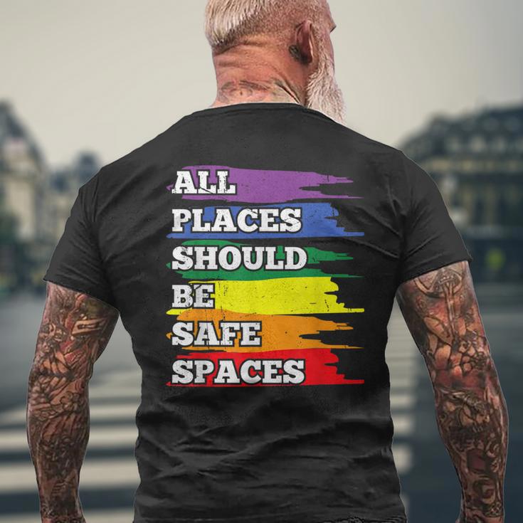 All Placeshould Beafepaces ゲイプライド 同盟国 Lgbtq Month メンズTシャツ バックプリント 高齢者への贈り物