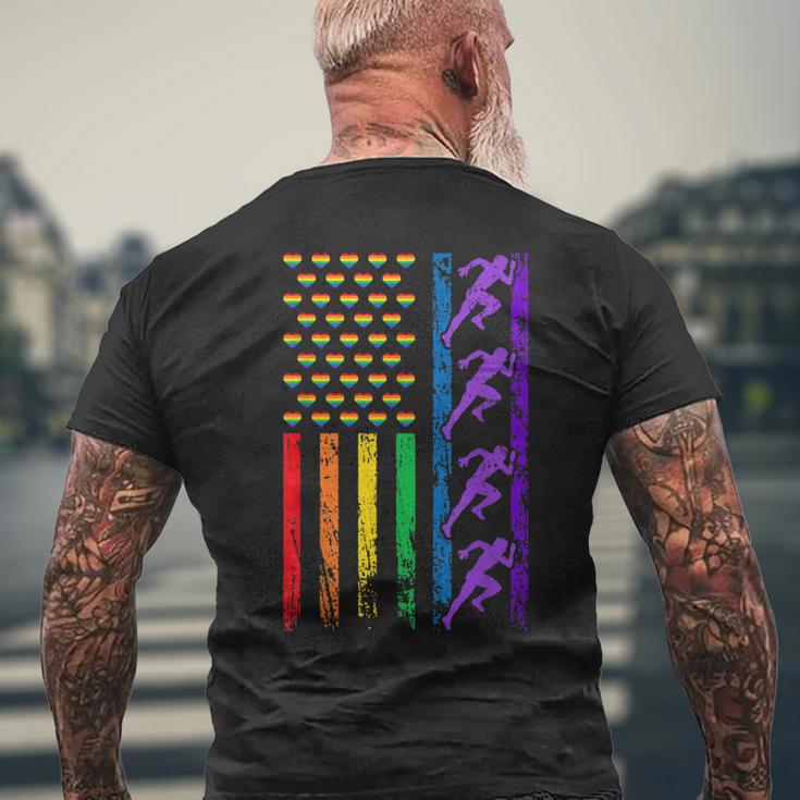 Americanports レインボーフラッグ Lgbt プライド 陸上競技 メンズTシャツ バックプリント 高齢者への贈り物
