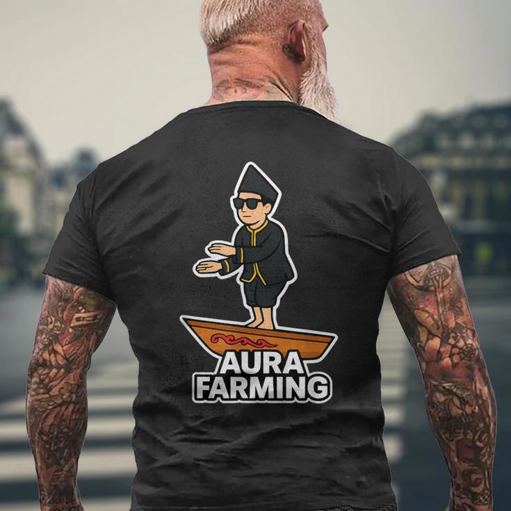 Aura Farming オーラ ウェーブ インドネシアボート ミーム エネルギー バイブ メンズTシャツ バックプリント 高齢者への贈り物