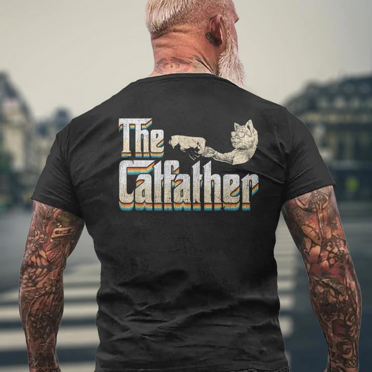 The Catfather 面白い猫 お父さん 父の日 ビンテージ 猫 父親 メンズTシャツ バックプリント 高齢者への贈り物