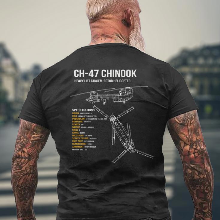 Ch-47 チヌークヘリコプター メンズTシャツ バックプリント 高齢者への贈り物