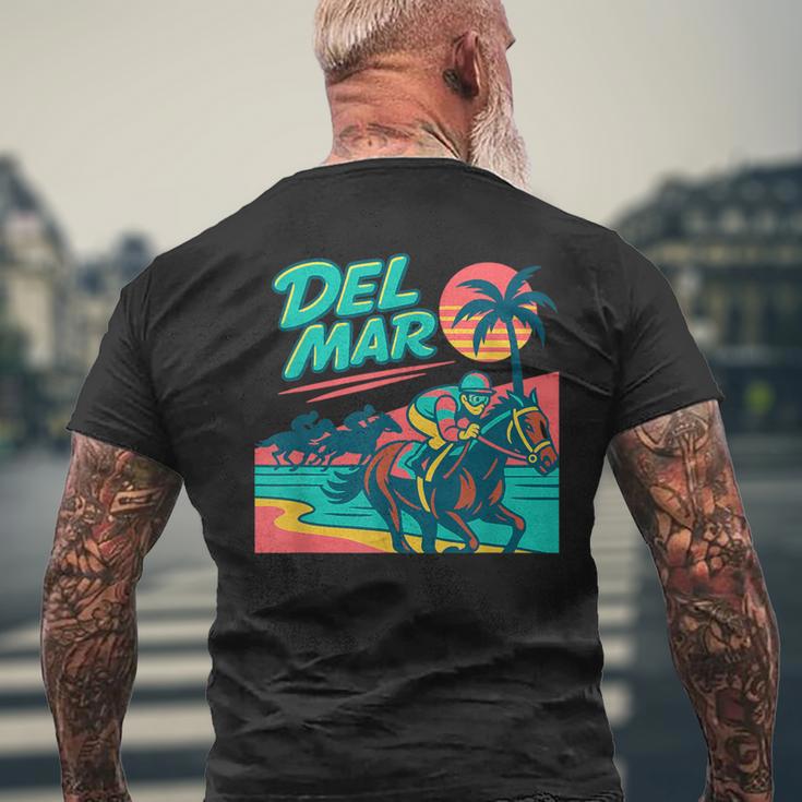 Del Mar 競馬 サラブレッドサンタアニタ競馬選手 メンズTシャツ バックプリント 高齢者への贈り物