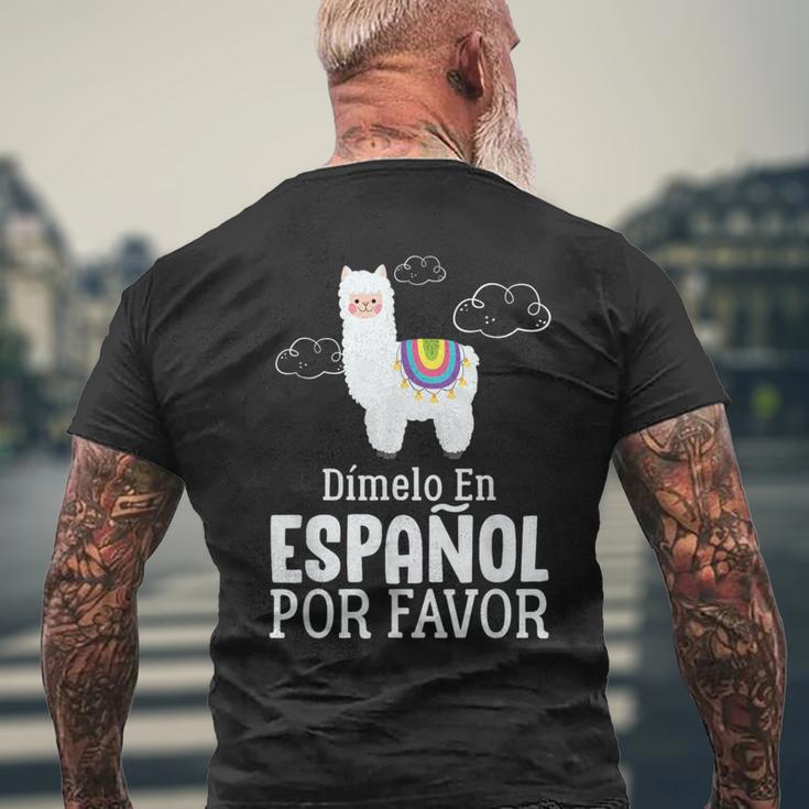 Dimelo En Espanol Por Favor 面白い スペイン語 メンズTシャツ バックプリント 高齢者への贈り物