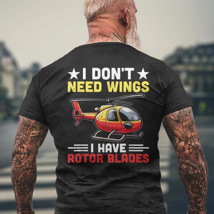 I Don't Need Wings I Have Rotor Blade ヘリコプター パイロット メンズTシャツ バックプリント 高齢者への贈り物