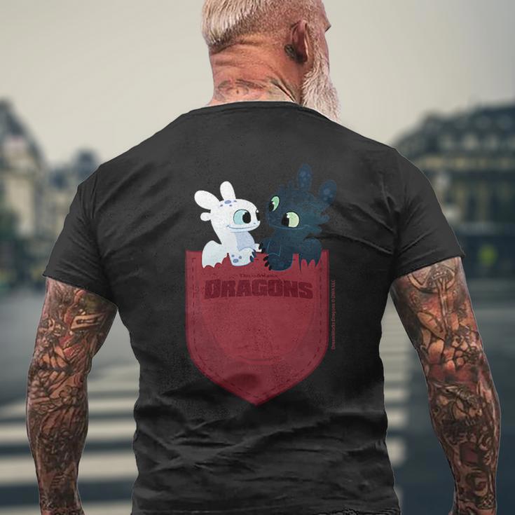 Dreamworks Dragons Light Fury & Night Fury Faux Pocket メンズTシャツ バックプリント 高齢者への贈り物