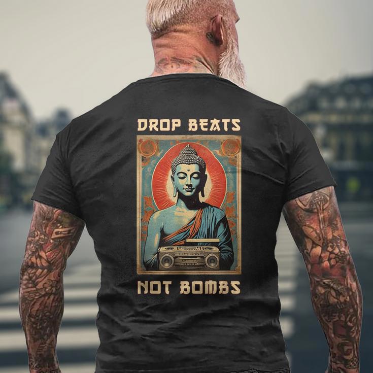 Drop Beats Not Bombs 反戦仏平和 メンズTシャツ バックプリント 高齢者への贈り物