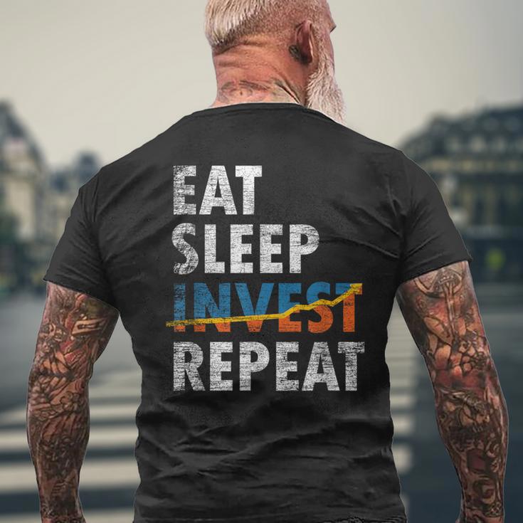 Eatleep Invest Repeat Investment Trading メンズTシャツ バックプリント 高齢者への贈り物