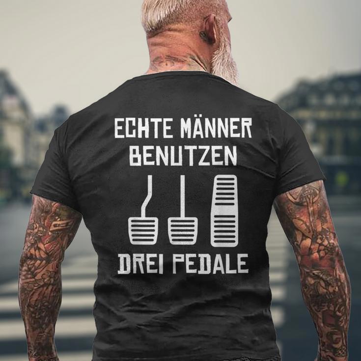 Echte Männer Benutzen Drei ペデール 旧車 手動運転 メンズTシャツ バックプリント 高齢者への贈り物